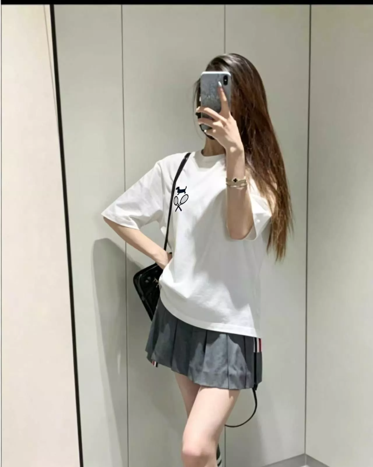 톰브라운 테니스 강아지 그래픽 반소매 탑 상세 이미지 16