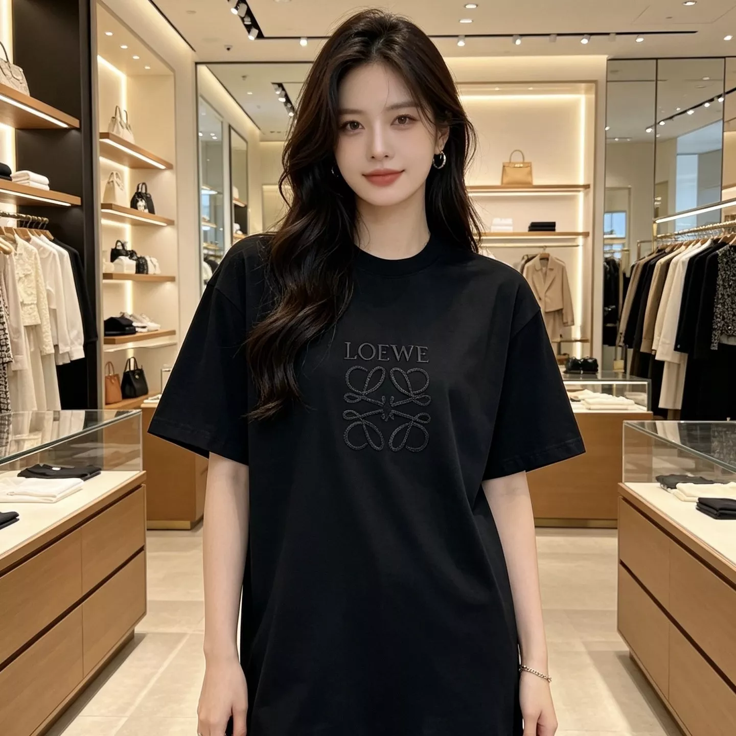 로에베 아나그램 자수 로고 반소매 상의 상세 이미지 12