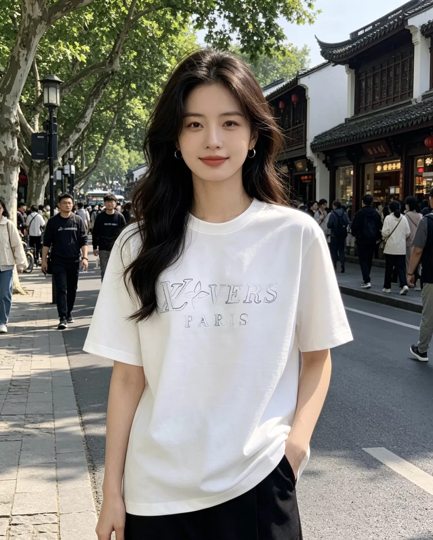 루이비통 그라데이션 로고 자수 반소매 상의 상세 이미지 16