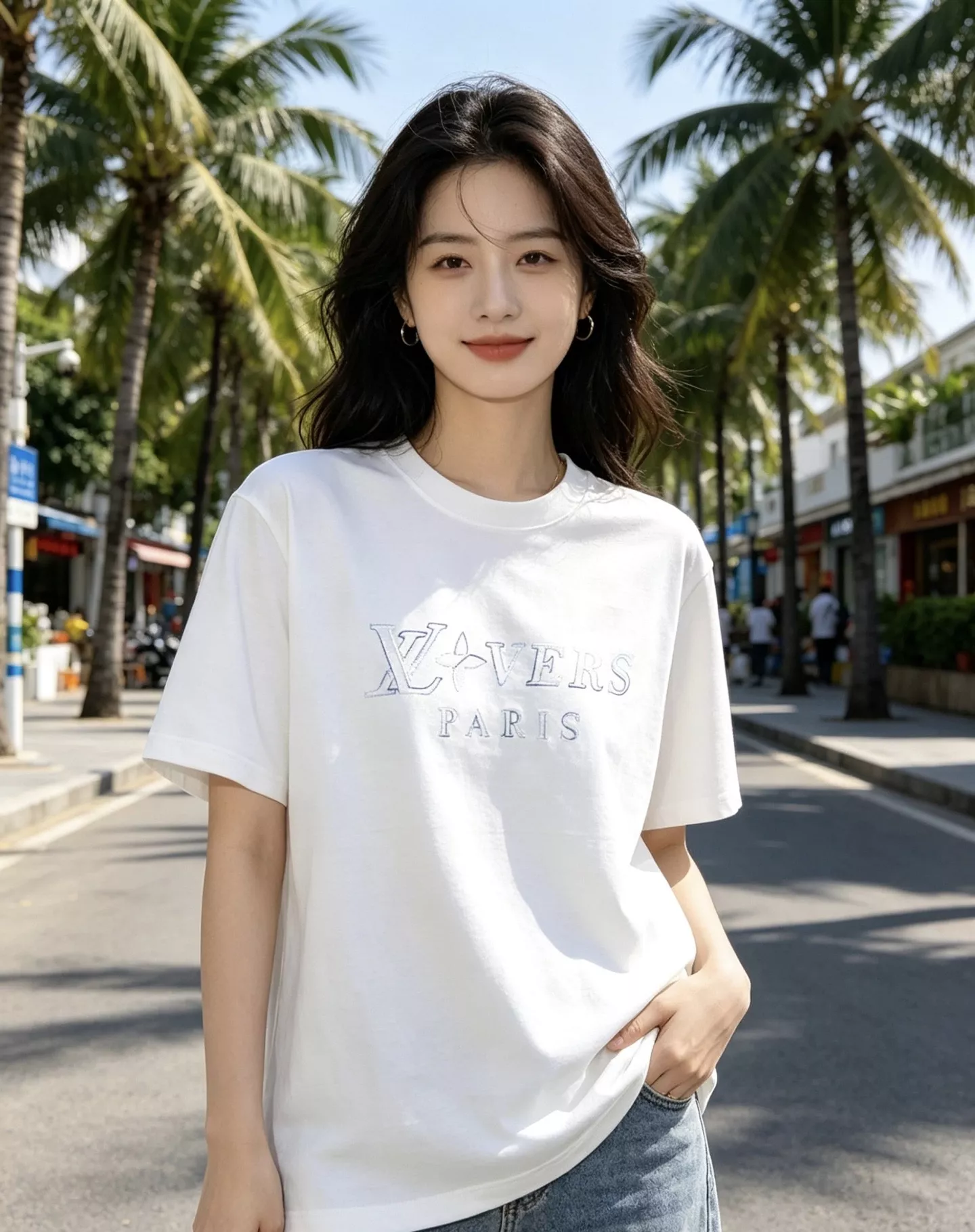 루이비통 그라데이션 로고 자수 반소매 상의 상세 이미지 18