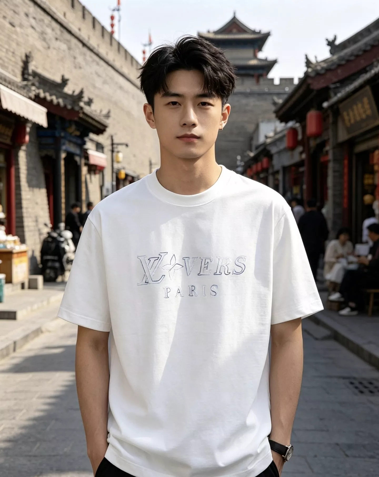 루이비통 그라데이션 로고 자수 반소매 상의 상세 이미지 17