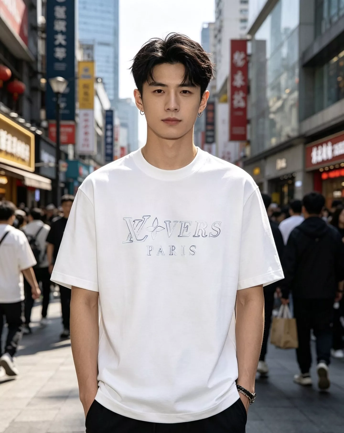 루이비통 그라데이션 로고 자수 반소매 상의 상세 이미지 13