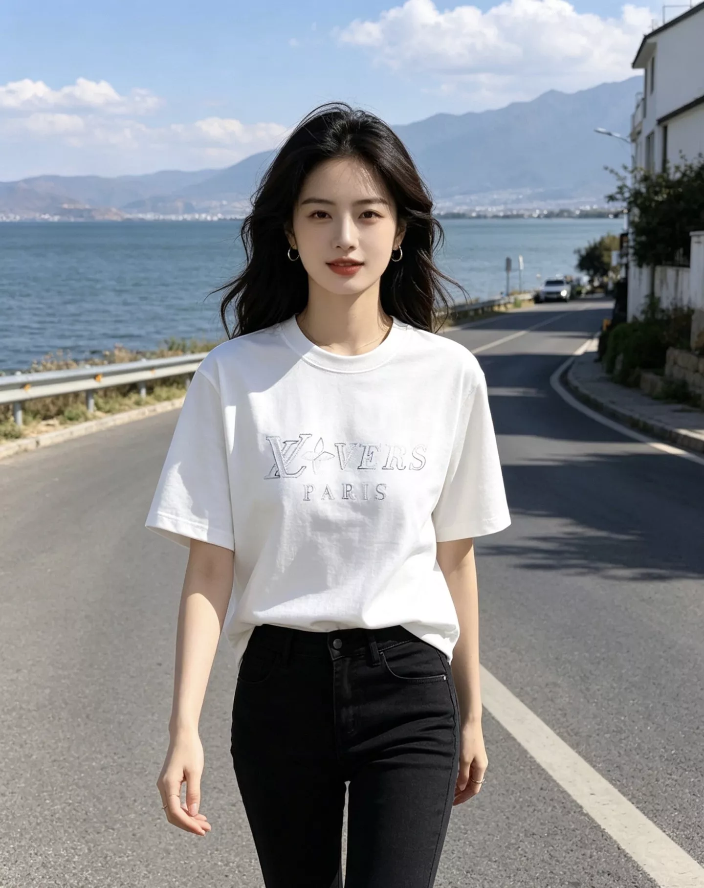 루이비통 그라데이션 로고 자수 반소매 상의 상세 이미지 12