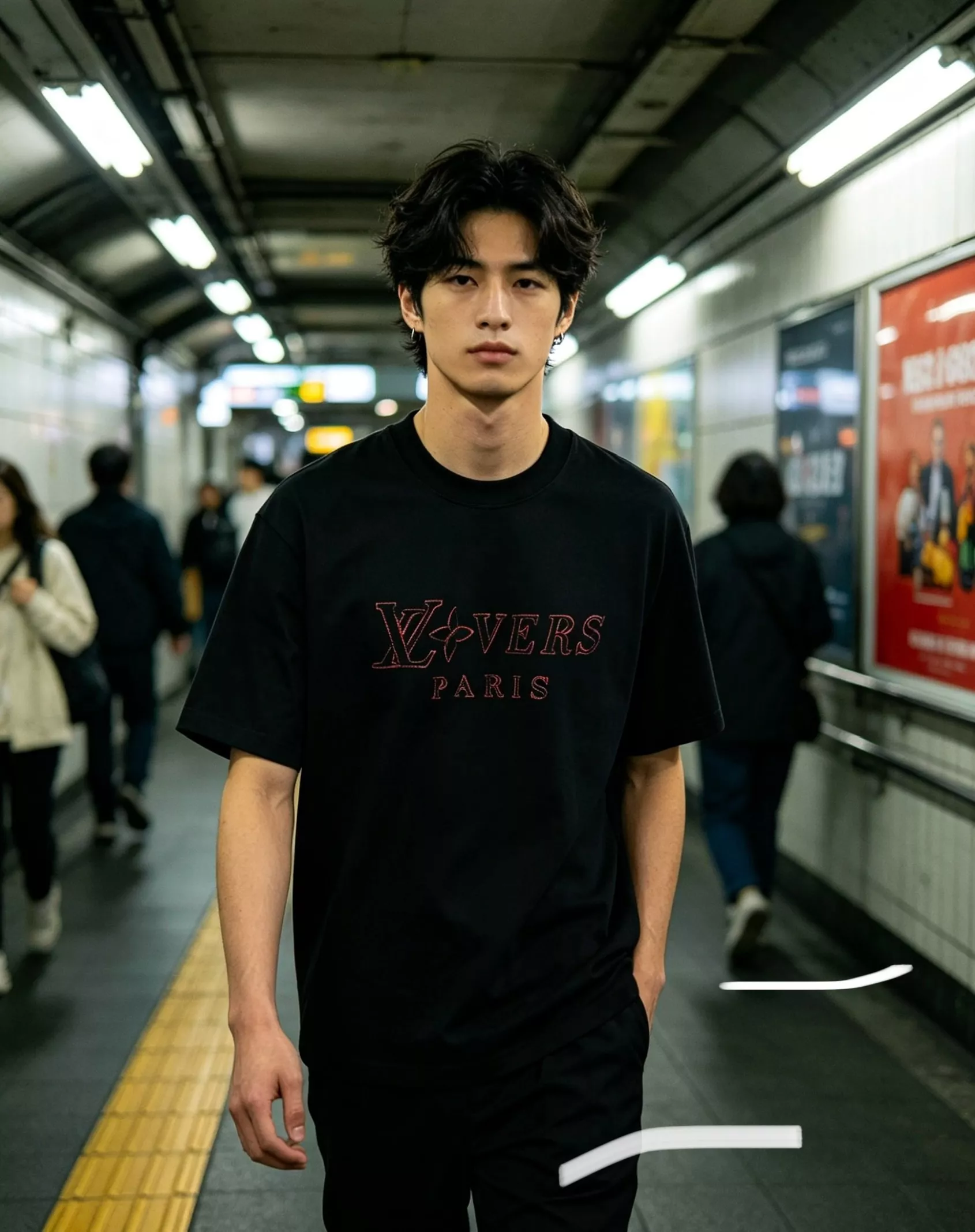 루이비통 그라데이션 로고 자수 반소매 상의 상세 이미지 12