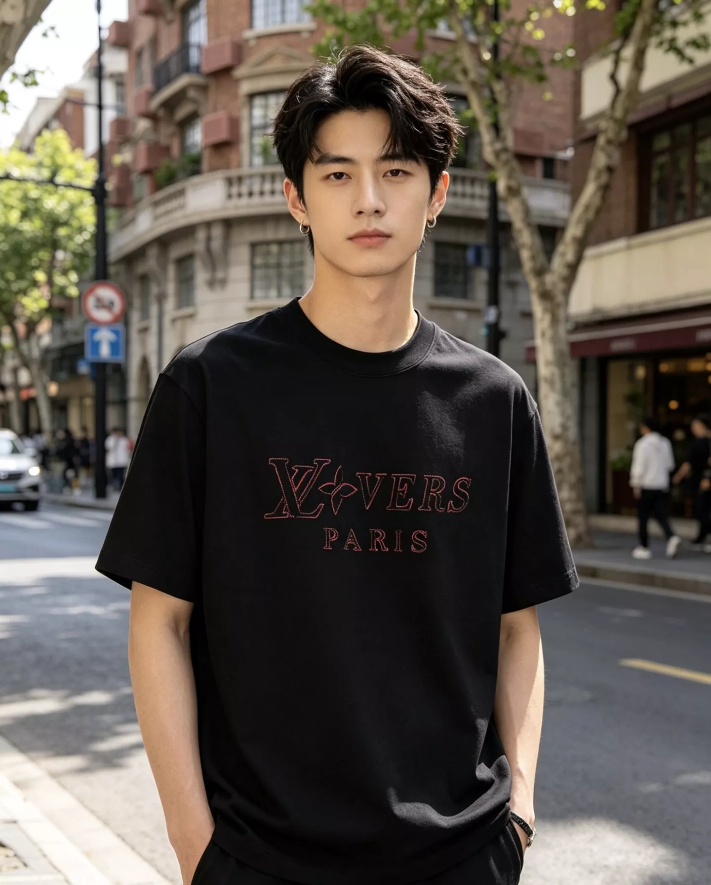루이비통 그라데이션 로고 자수 반소매 상의 상세 이미지 17