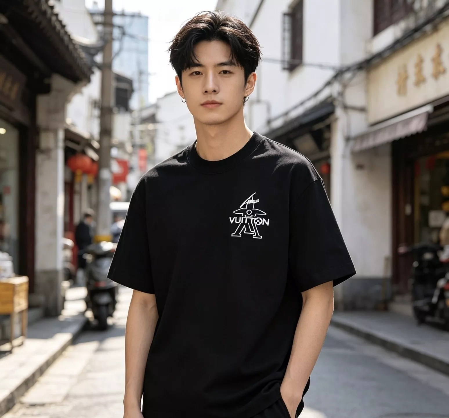 루이비통 그래피티 시그니처 자수 라운드 반소매 상세 이미지 13
