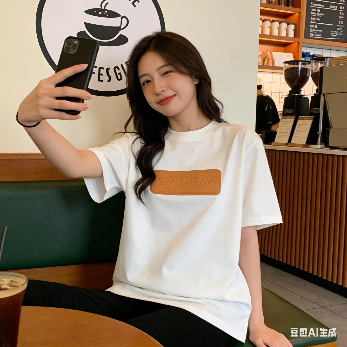 루이비통 가슴 가죽 패치 반소매 티셔츠 상세 이미지 16