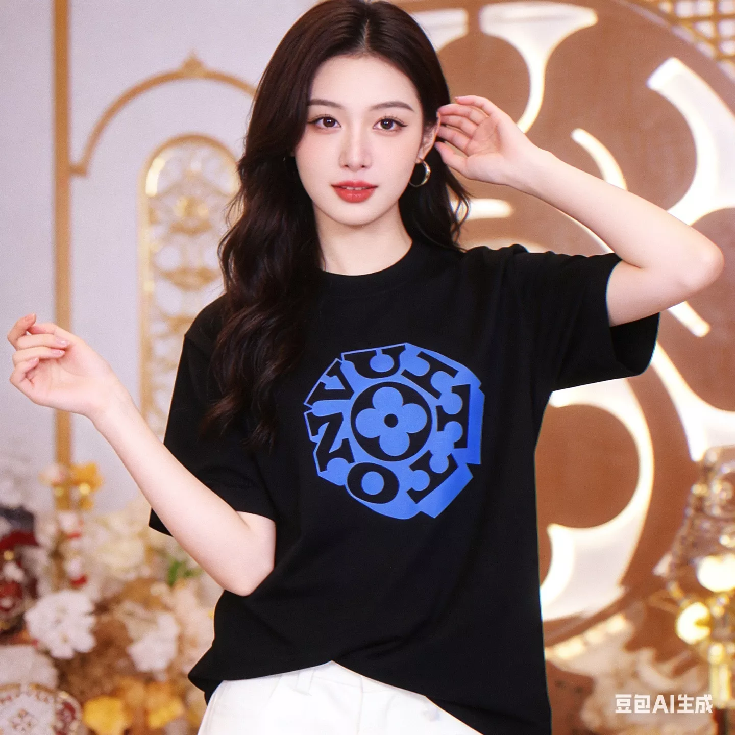 루이비통 원형 레터링 로고 반소매 티셔츠 상세 이미지 11