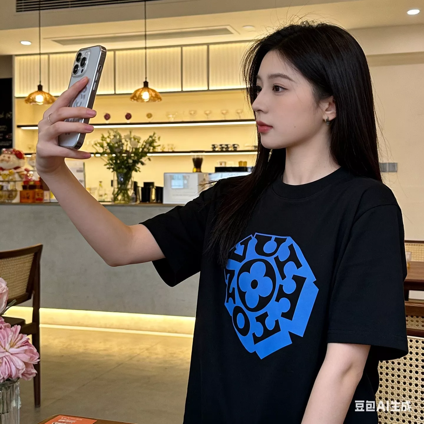 루이비통 원형 레터링 로고 반소매 티셔츠 상세 이미지 14