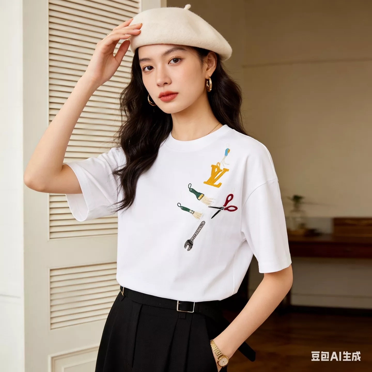 루이비통 체스트 툴 장식 반소매 티셔츠 상세 이미지 17