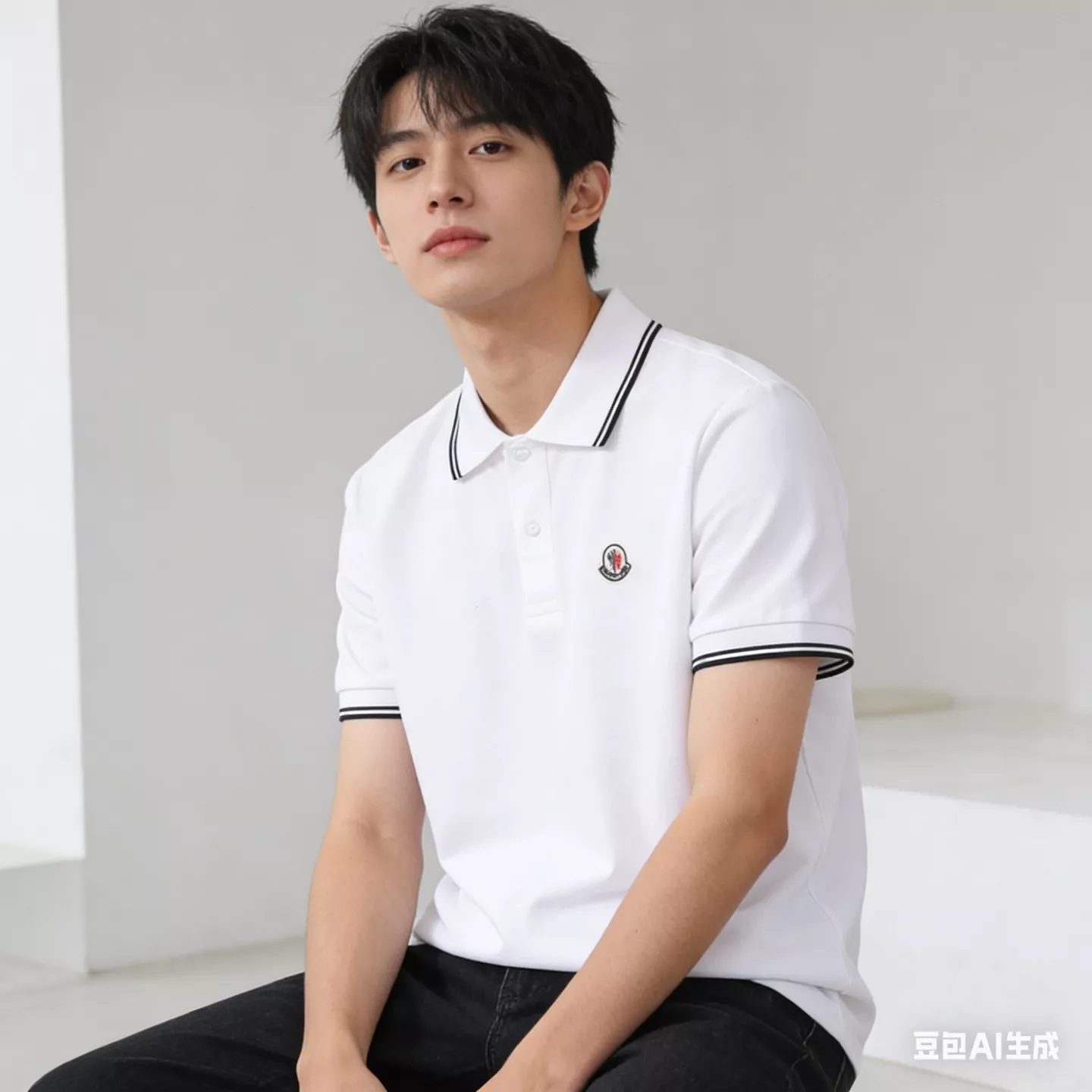몽클레어 로고 배색 스트라이프 폴로 반소매 상세 이미지 18