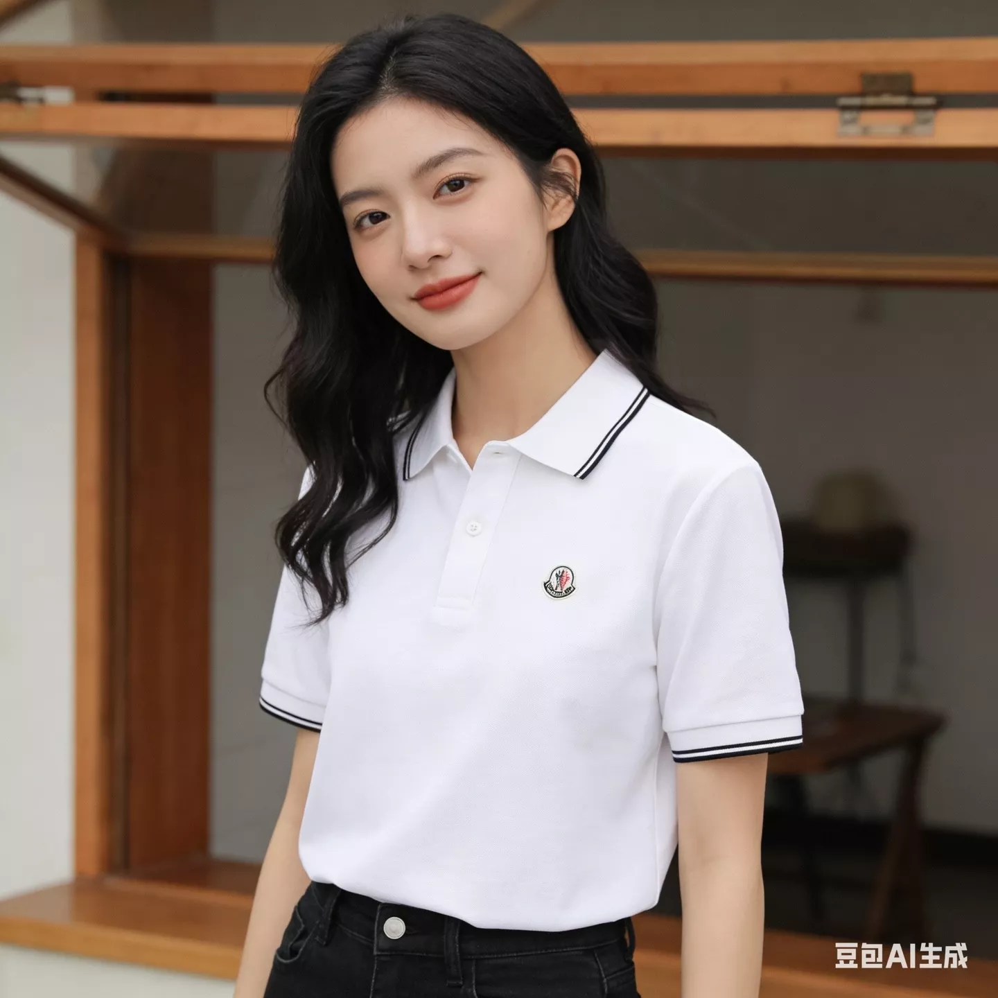 몽클레어 로고 배색 스트라이프 폴로 반소매 상세 이미지 16