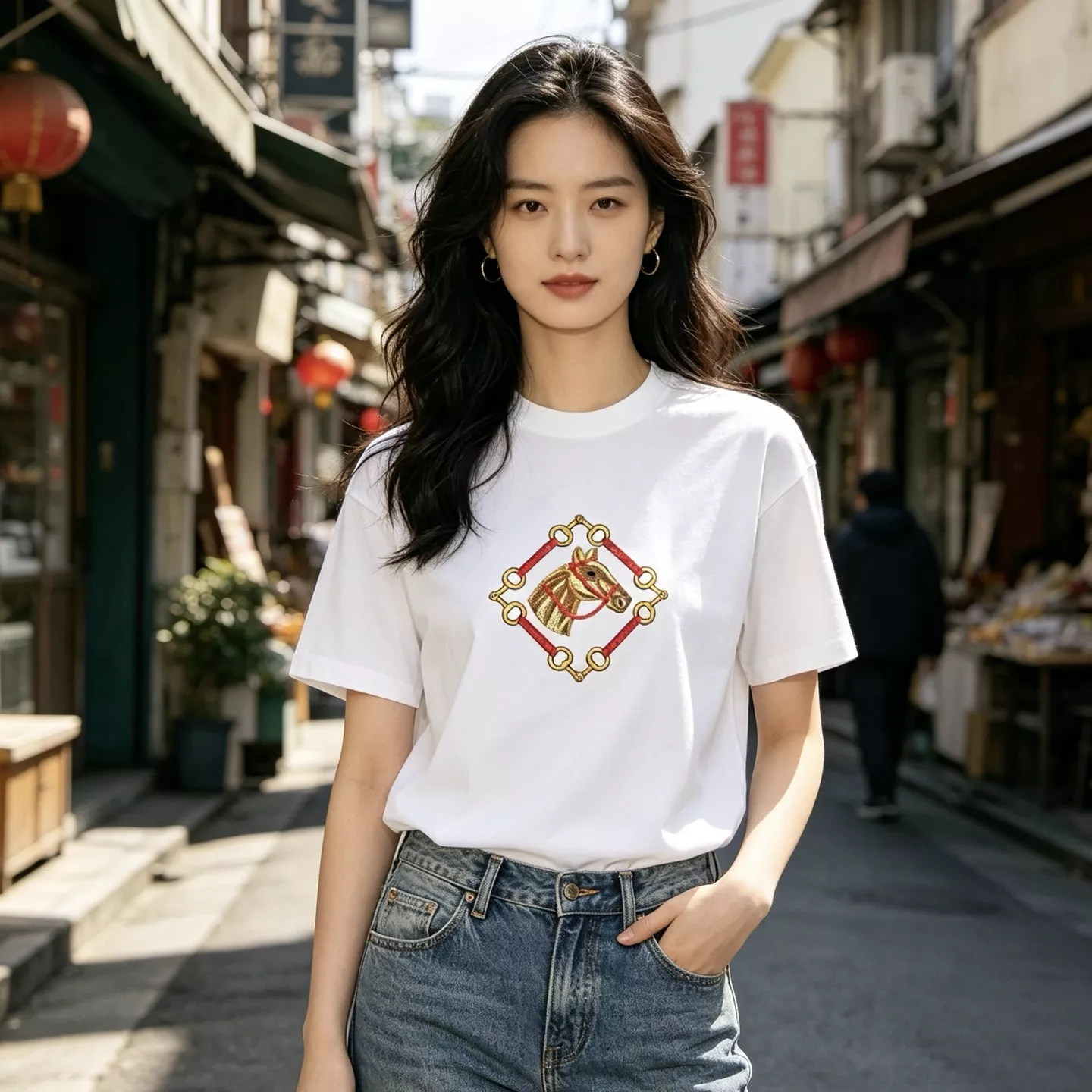 구찌 마혼 고리 자수 반소매 티셔츠 상세 이미지 16