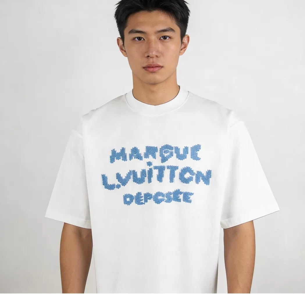 루이비통 자수 레터링 반소매 티셔츠 상세 이미지 13
