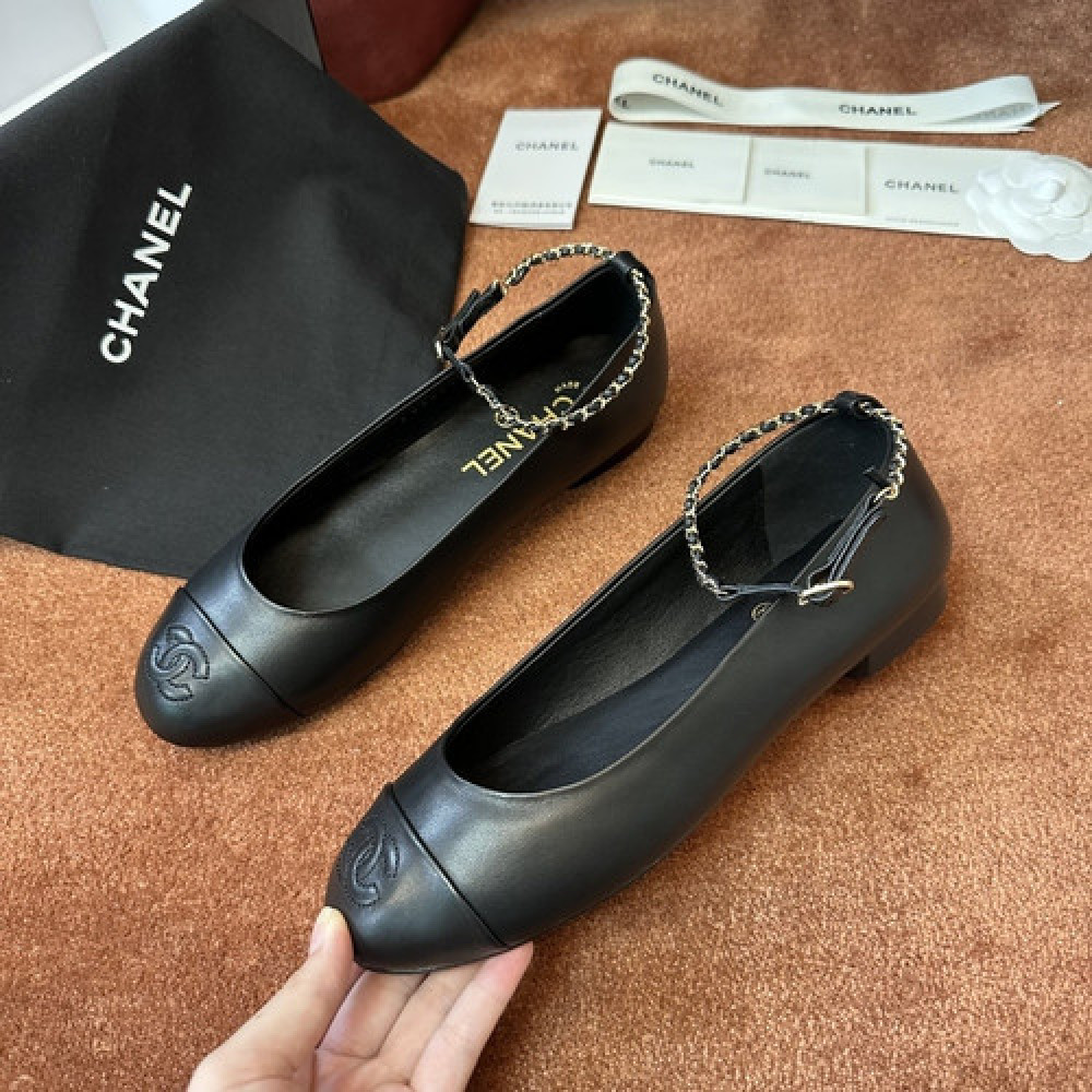 샤넬 까멜리아 리본 플랫 슈즈