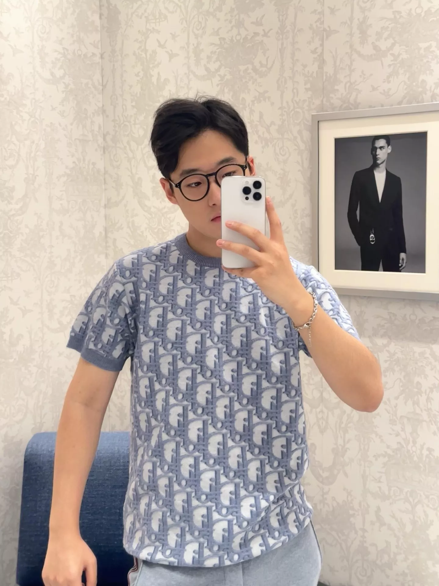 디올 오블리크 패턴 반소매 티셔츠 상세 이미지 17