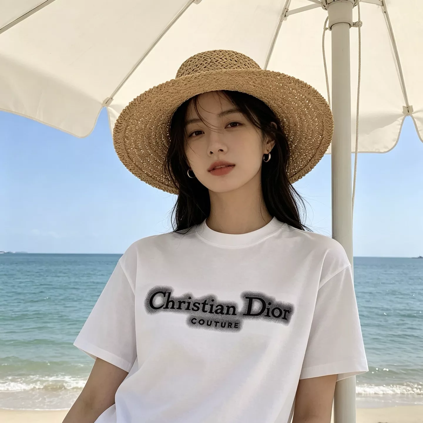 디올 렌더링 레터 자수 반소매 상세 이미지 14