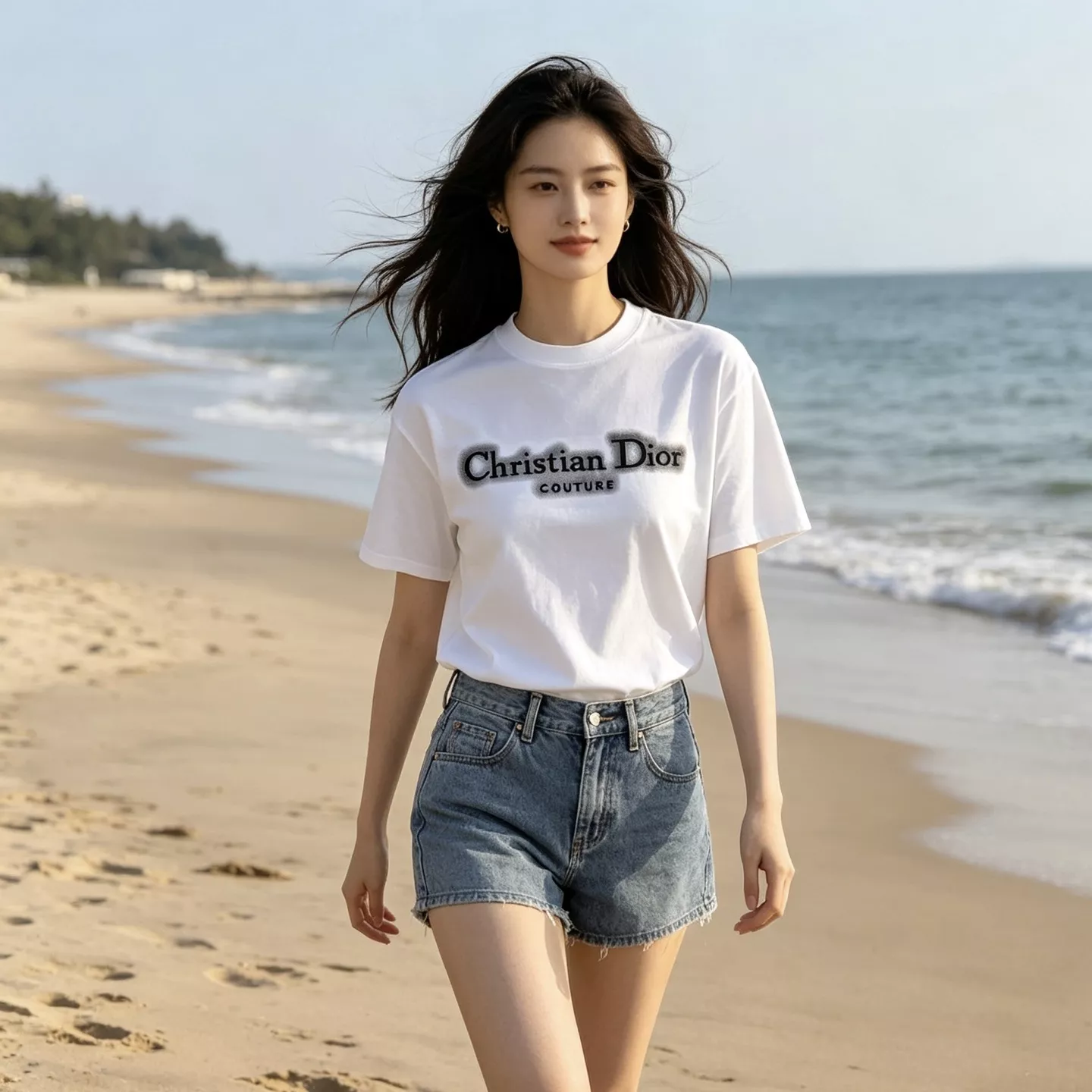 디올 렌더링 레터 자수 반소매 상세 이미지 16