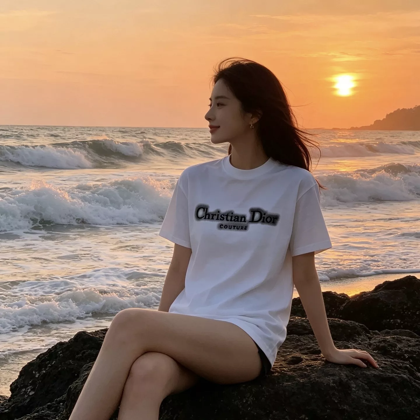 디올 렌더링 레터 자수 반소매 상세 이미지 15