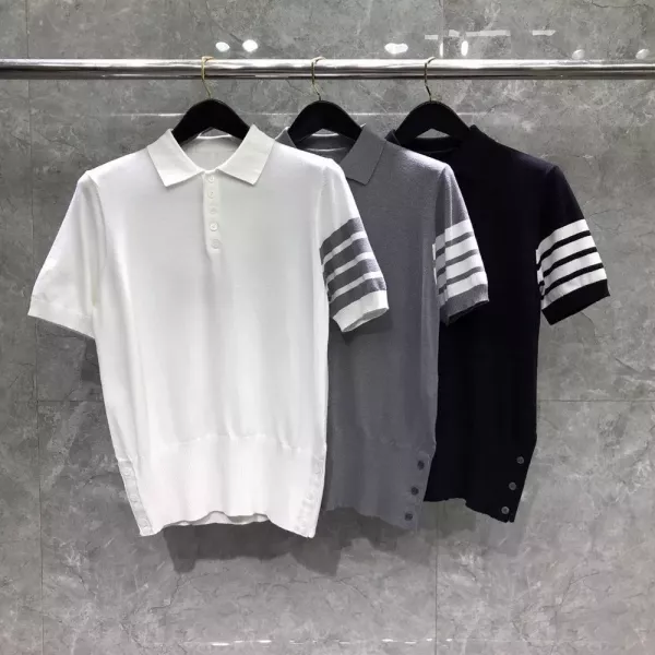 톰브라운 자수 포인트 니트 카라 상의