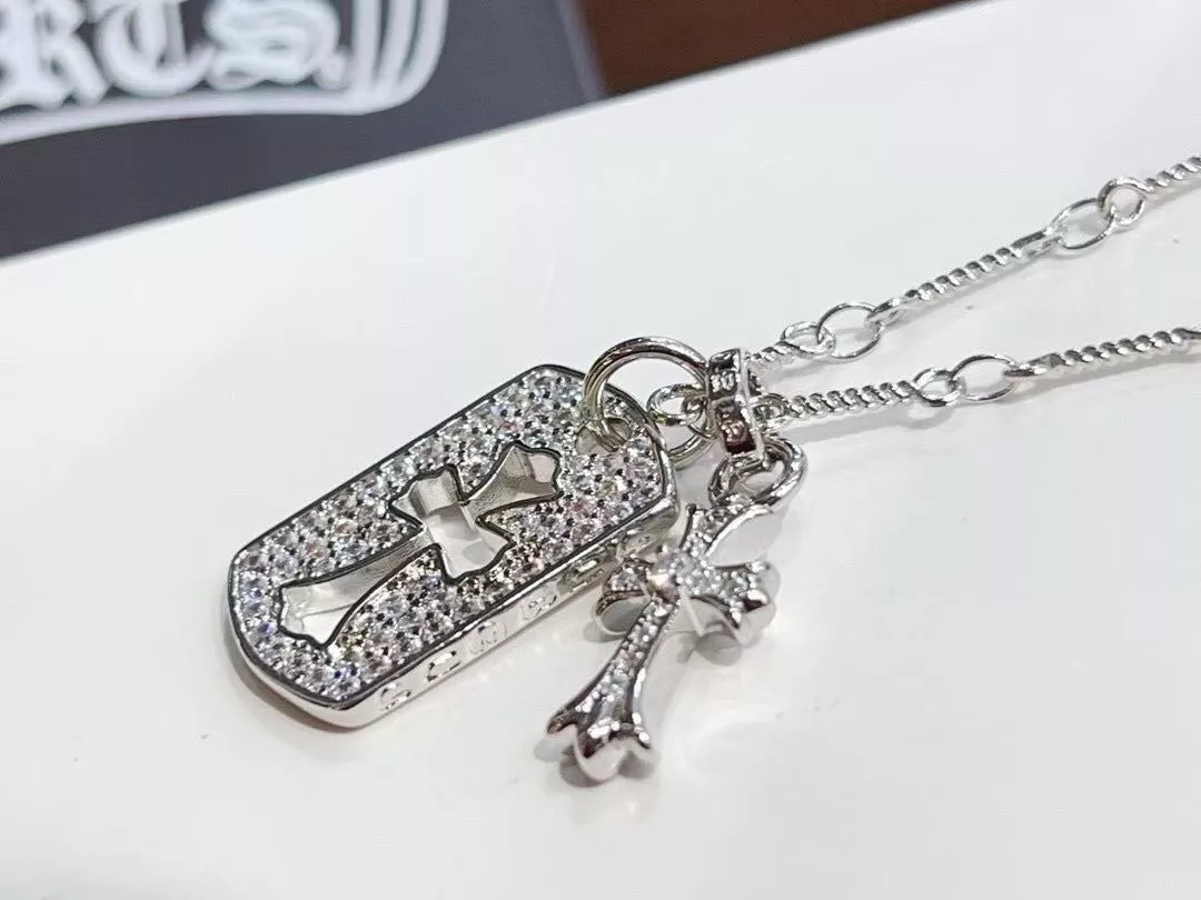 크롬하츠 십자가 펜던트 다이아 장식 체인 목걸이 상세 이미지 4