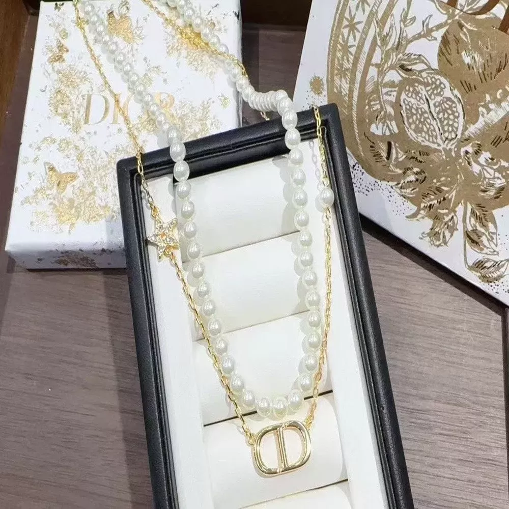 디올 진주 레이어드 네크리스