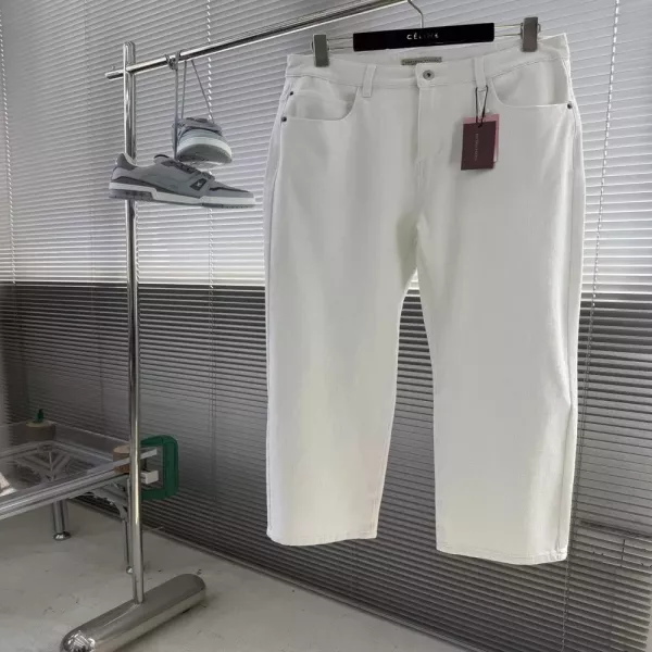 보테가베네타 화이트 스트레이트 데님 팬츠