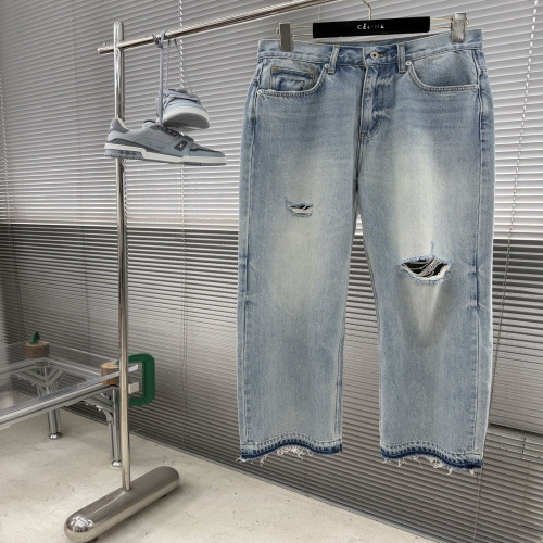 에스엠에프케이 워싱 데미지 프린트 데님 팬츠
