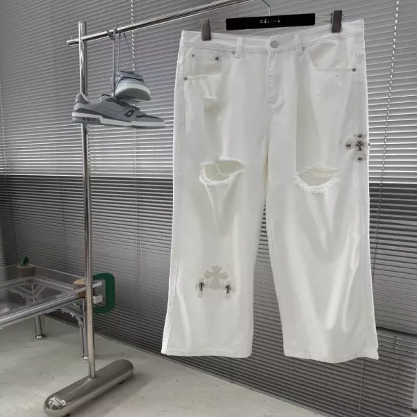 크롬하츠 십자가 패치 자수 데님 팬츠