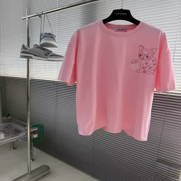 로에베 럭키캣 자수 오버핏 티셔츠