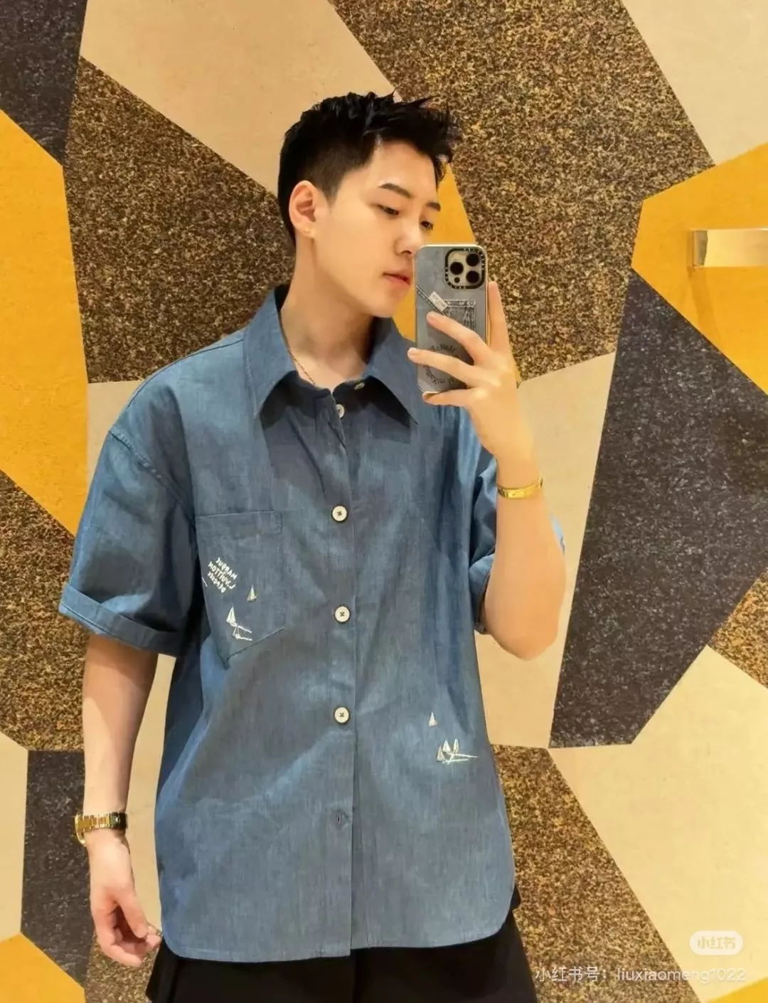 루이비통 레가타 자수 반소매 셔츠 세트 상세 이미지 40