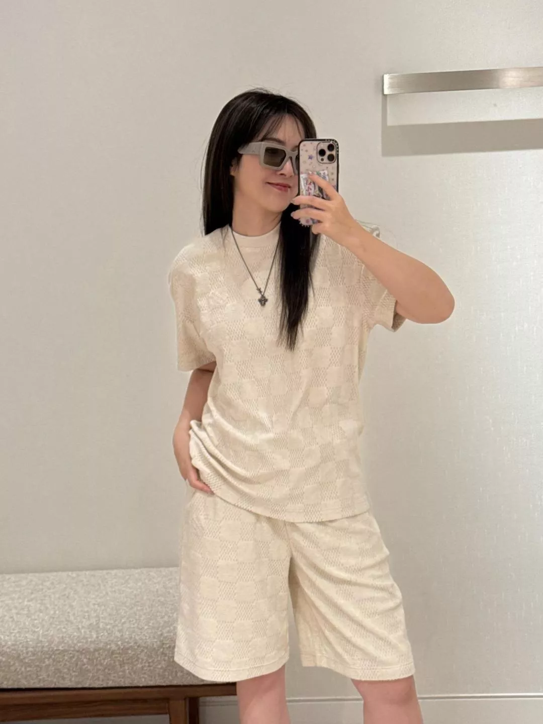 루이비통 체커보드 자카드 반소매 세트 상세 이미지 20