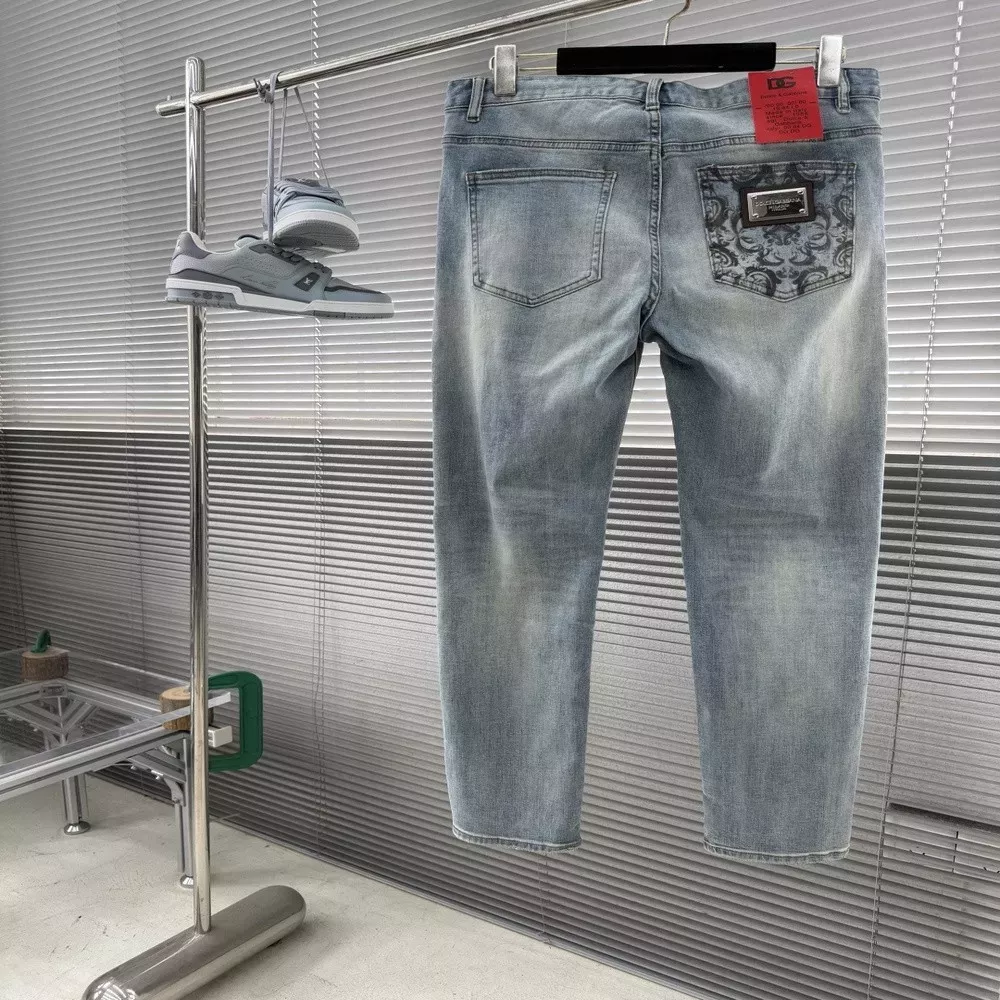 돌체앤가바나 워싱 프린팅 데님 팬츠