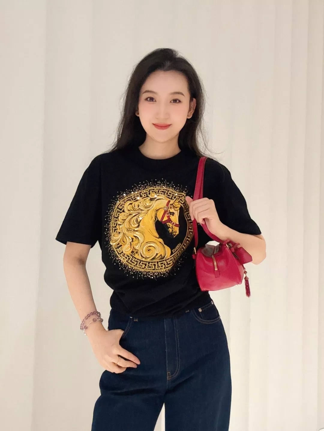 베르사체 자수 라운드넥 코튼 티셔츠 상세 이미지 13