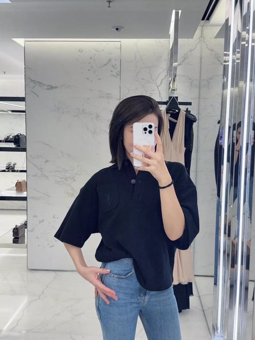 입생로랑 로고 자수 폴로 셔츠 상세 이미지 12
