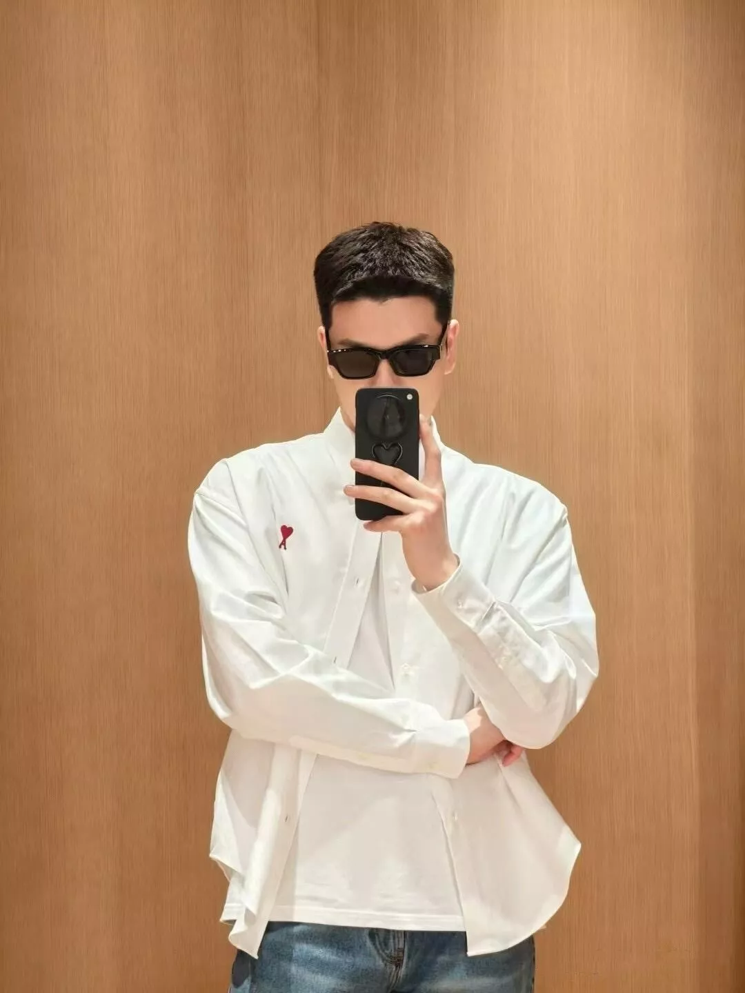 아미 하트 자수 옥스포드 셔츠 상세 이미지 11