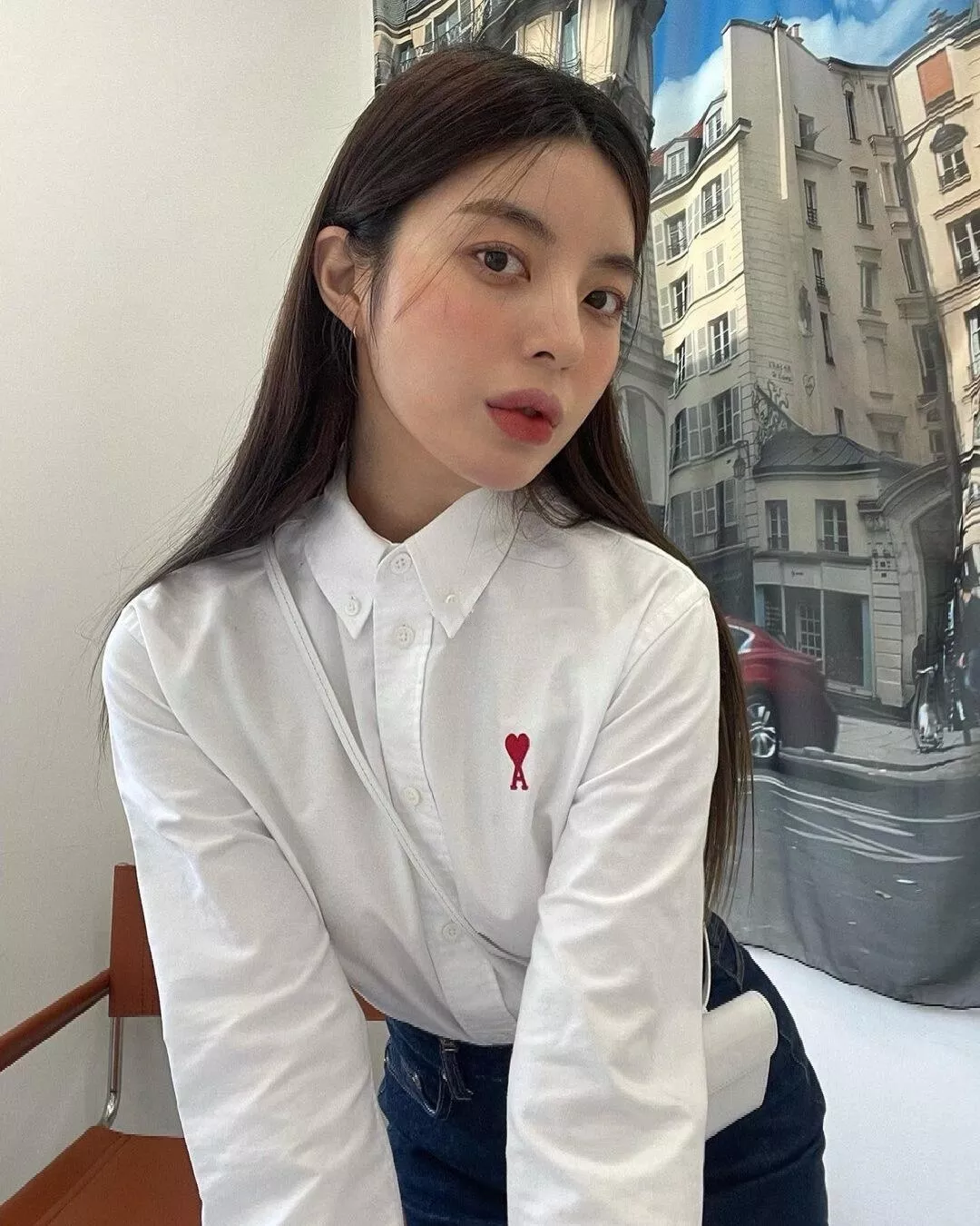아미 하트 자수 옥스포드 셔츠 상세 이미지 14