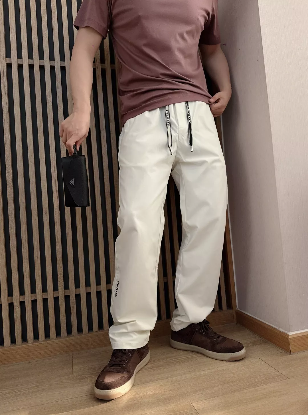 프라다 자카드 드로스트링 기능성 팬츠 상세 이미지 24