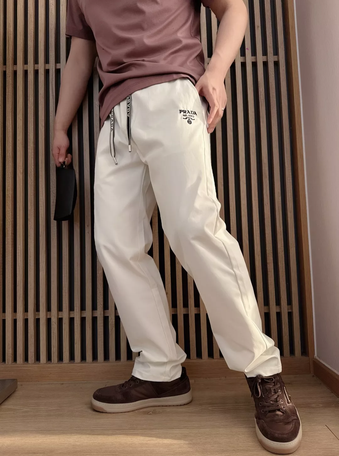 프라다 자카드 드로스트링 기능성 팬츠 상세 이미지 23