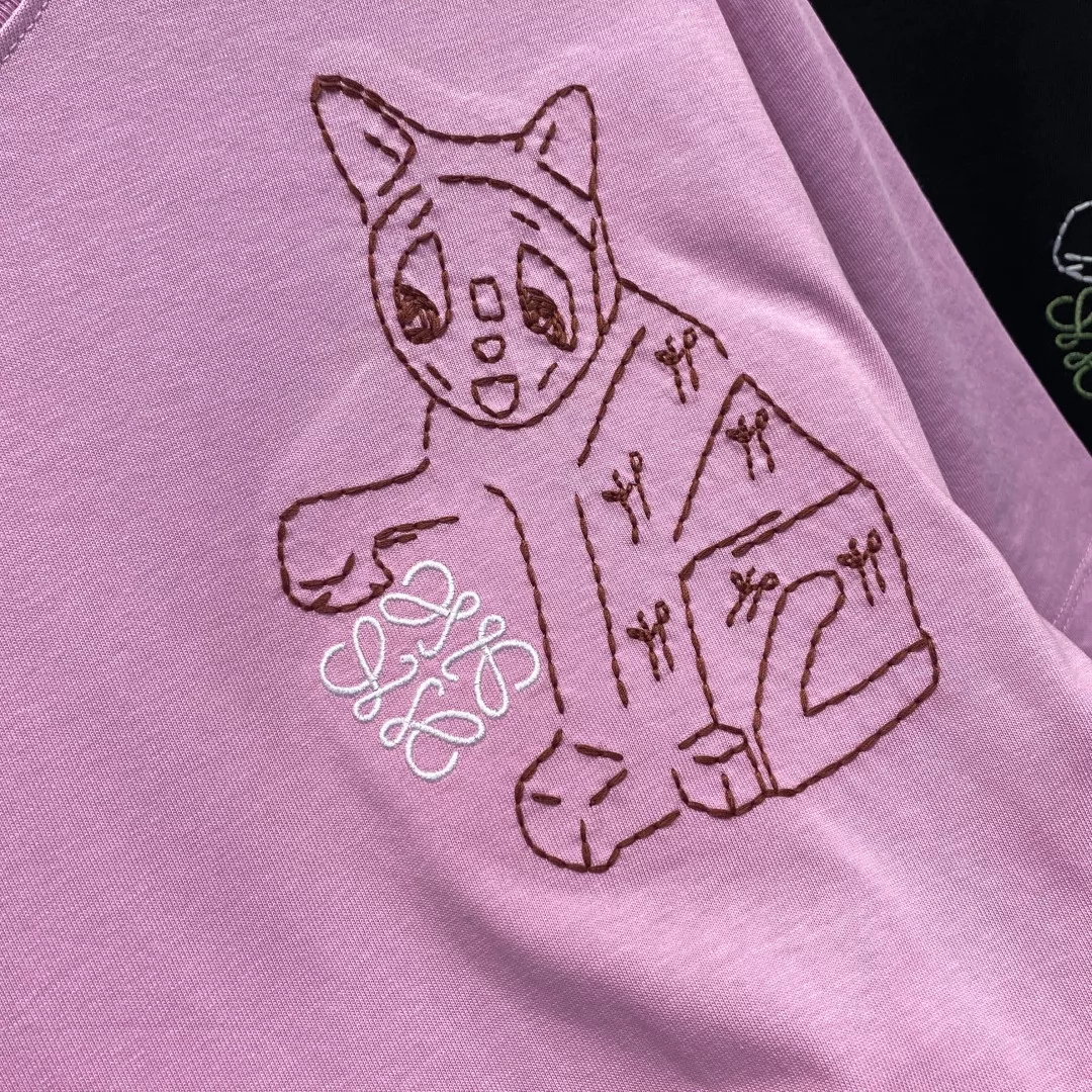 로에베 고양이 자수 반소매 티셔츠 상세 이미지 5