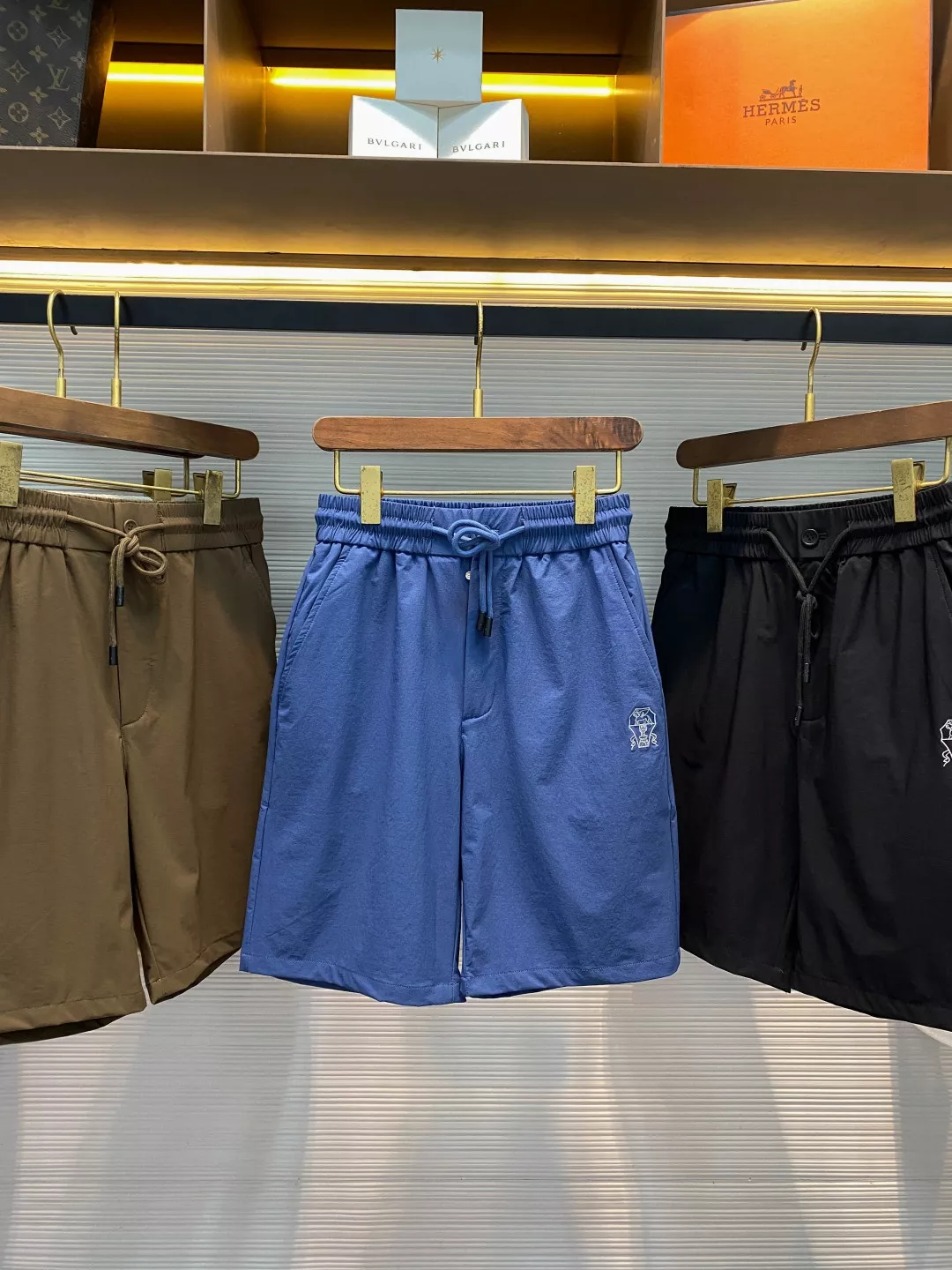 브루넬로쿠치넬리 배지 자수 드로스트링 쇼츠 상세 이미지 7
