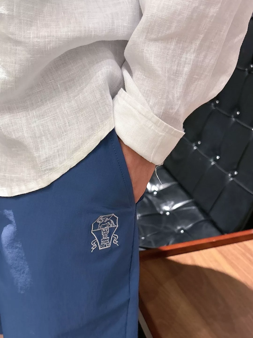 브루넬로쿠치넬리 배지 자수 드로스트링 쇼츠 상세 이미지 20