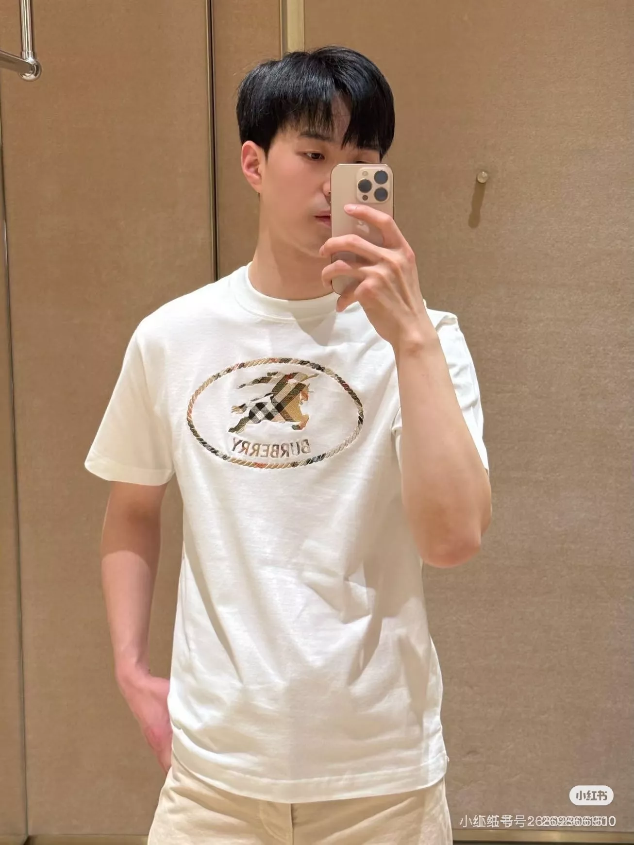 버버리 체크 기사 문장 자수 코튼 반소매 상세 이미지 48