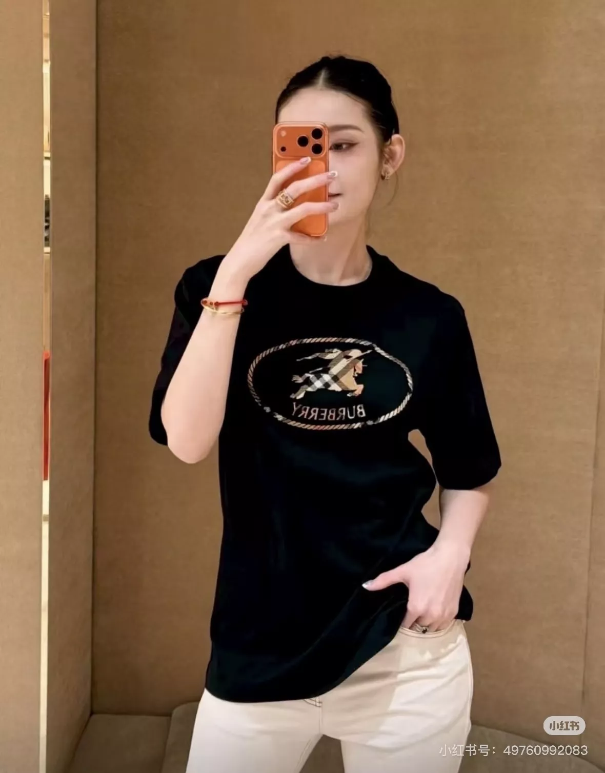 버버리 체크 기사 문장 자수 코튼 반소매 상세 이미지 53
