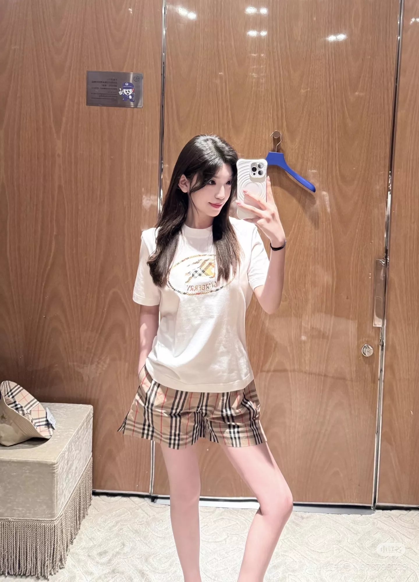 버버리 체크 기사 문장 자수 코튼 반소매 상세 이미지 52