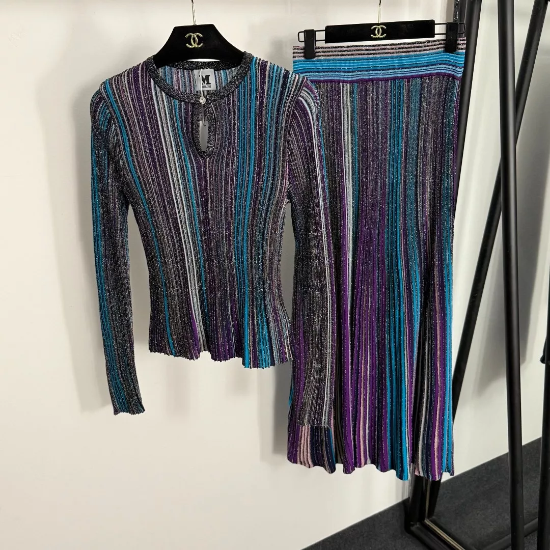 미쏘니 컬러 스트라이프 니트 투피스 세트 상세 이미지 13