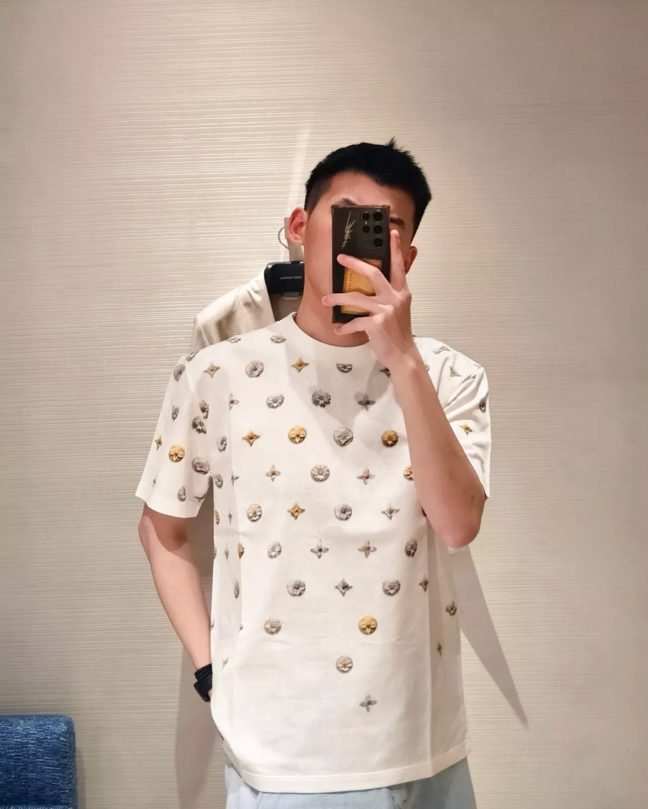 루이비통 모노그램 자카드 플라워 반소매 티 상세 이미지 13