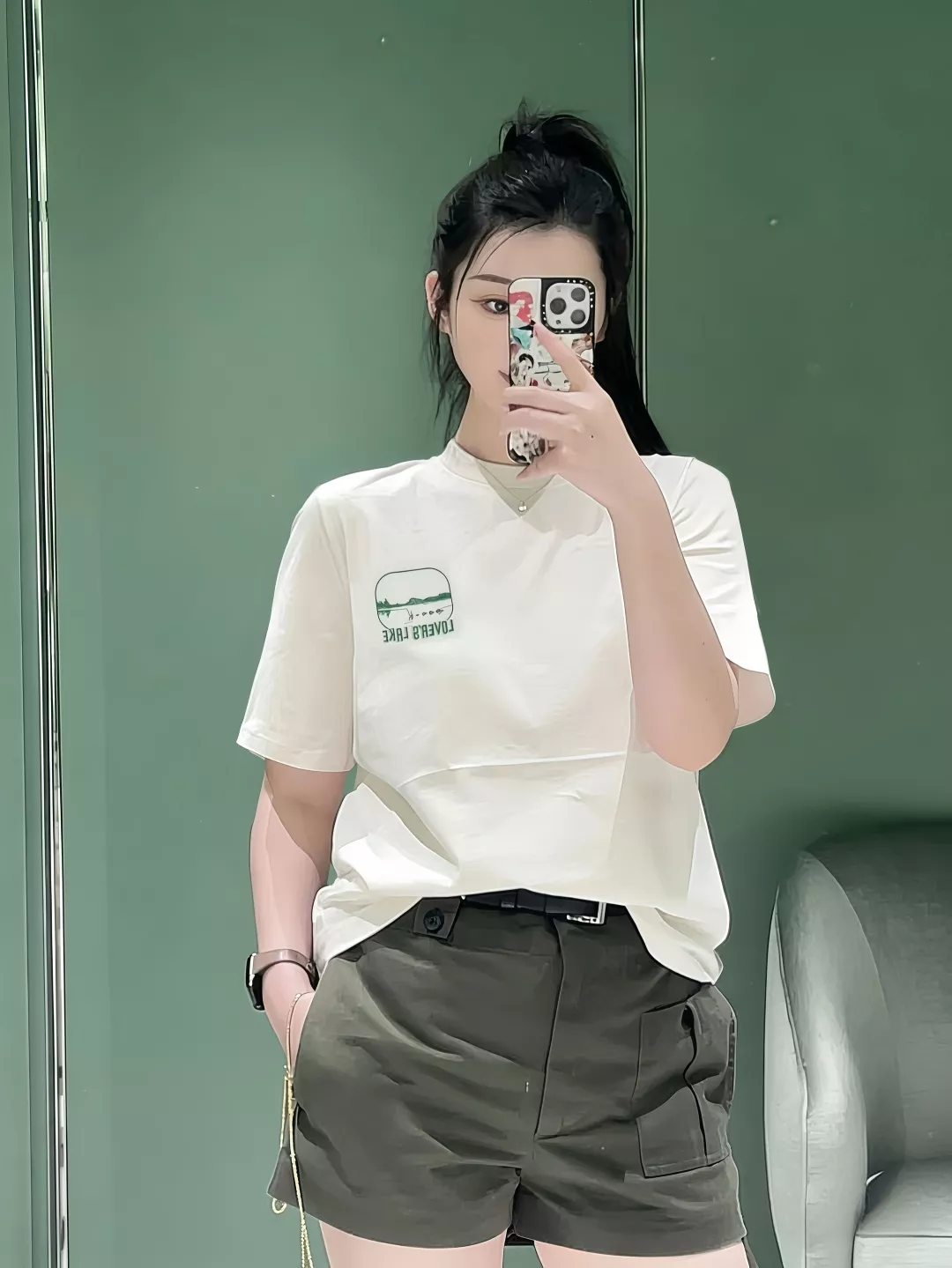 프라다 코튼 프린트 반소매 티셔츠 상세 이미지 11