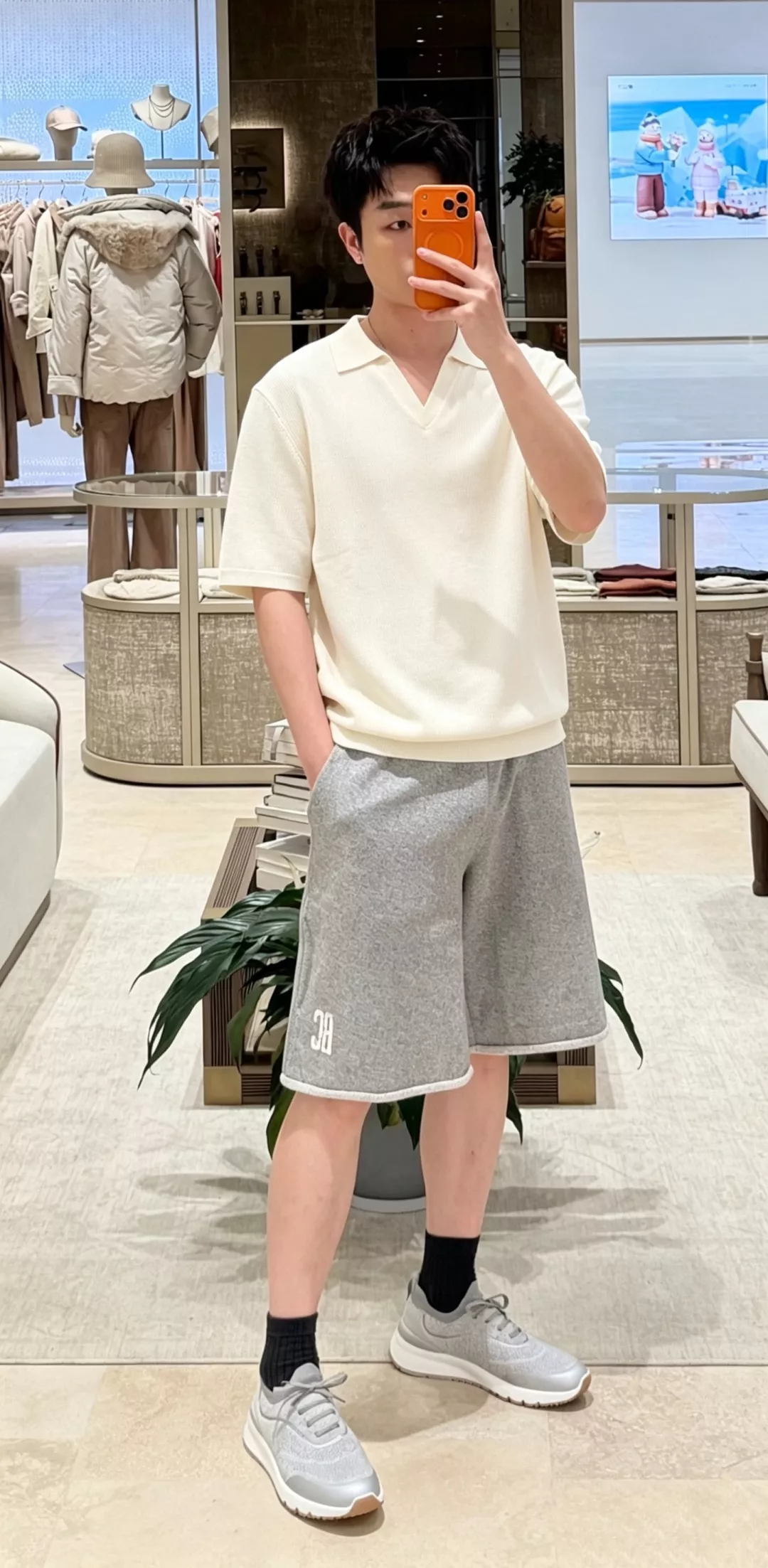 브루넬로쿠치넬리 로고 장식 코튼 린넨 버뮤다 팬츠 상세 이미지 10