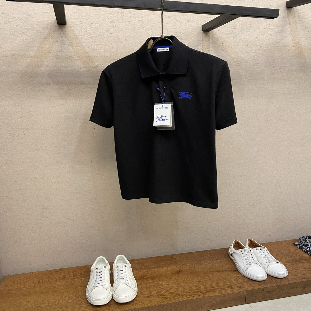 버버리 전마 자수 피케 반팔 폴로